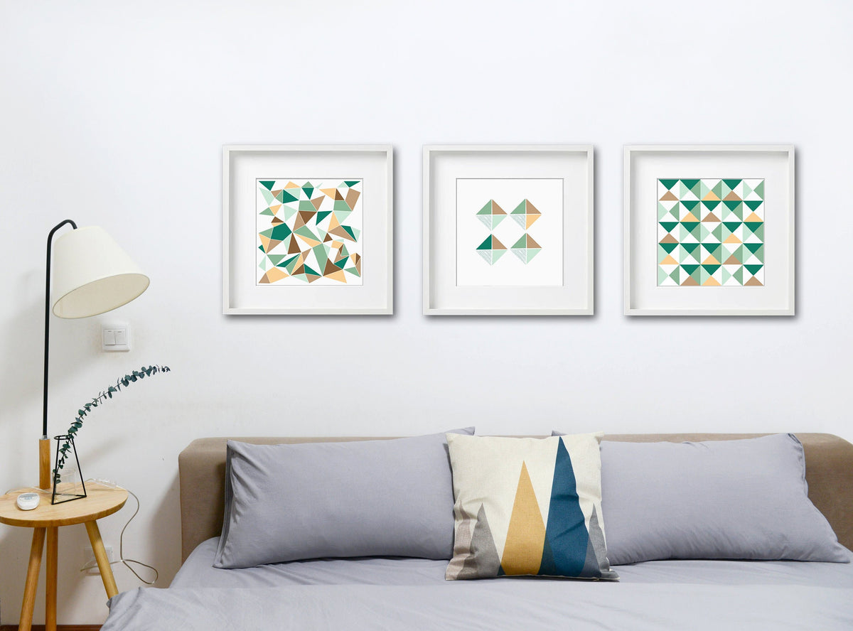 Geometric Triangle Art Print Set: Scandinavian Wall Decor