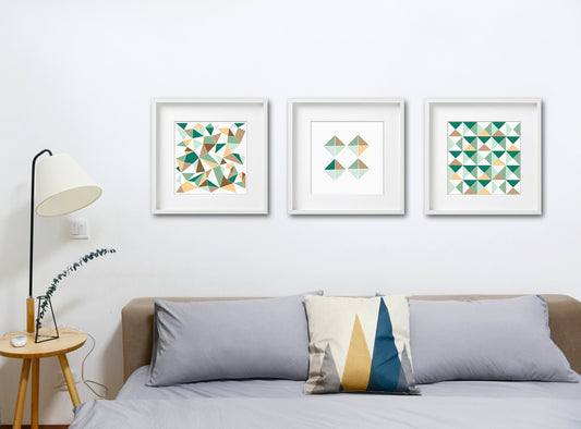 Geometric Triangle Art Print Set: Scandinavian Wall Decor