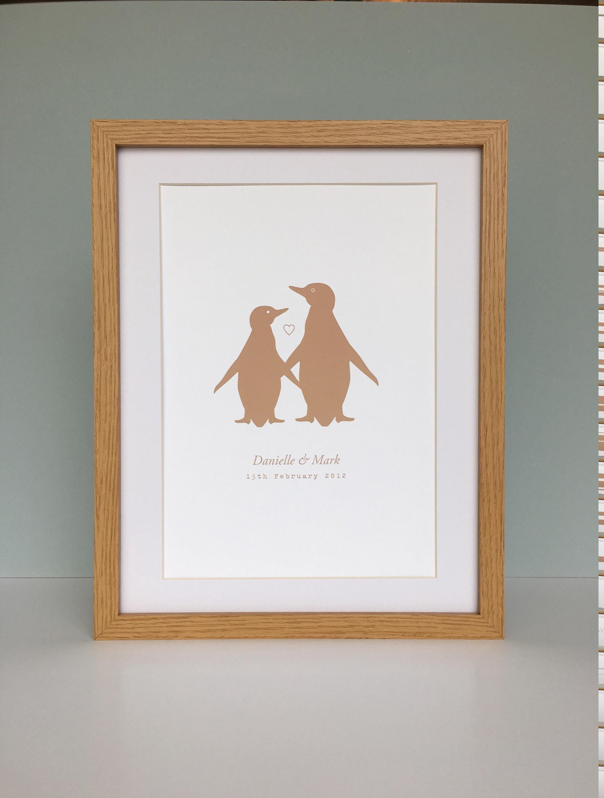 Penguin couple personalised print