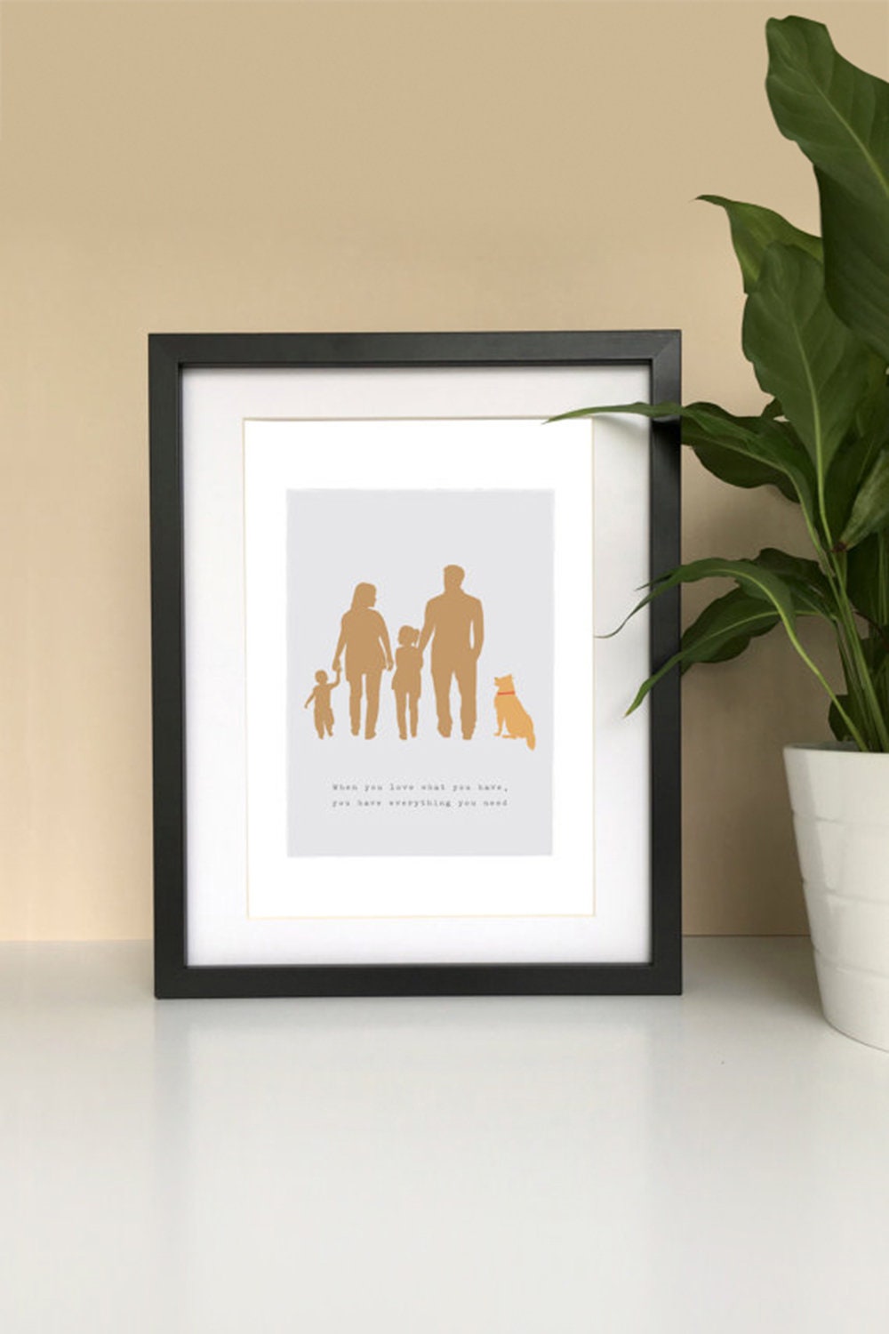 Personalised Family Dog Portrait Print, Custom Silhouettes, Fine Art Paper (A4/A3)