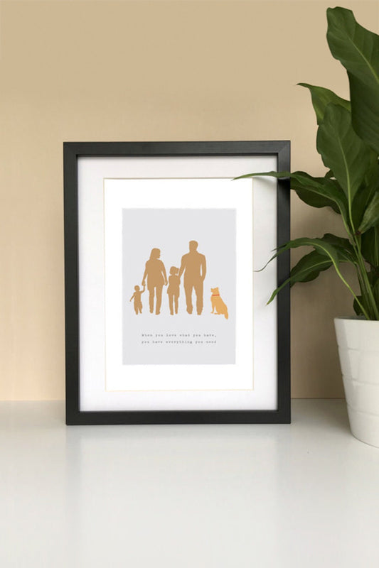 Personalised Family Dog Portrait Print, Custom Silhouettes, Fine Art Paper (A4/A3)