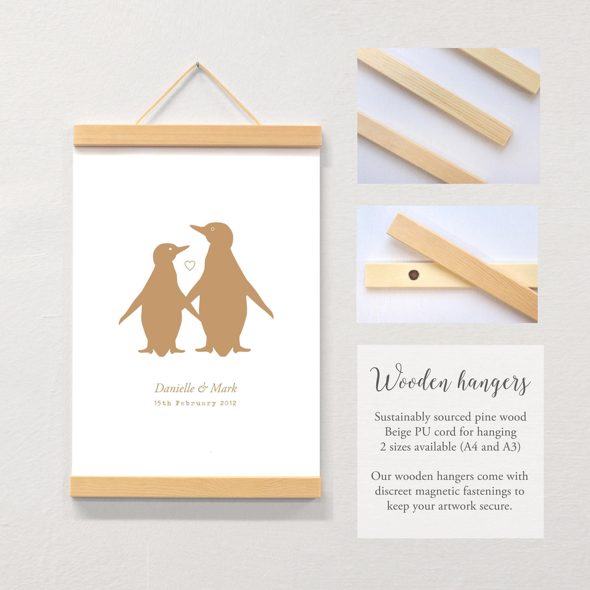 Penguin couple personalised print