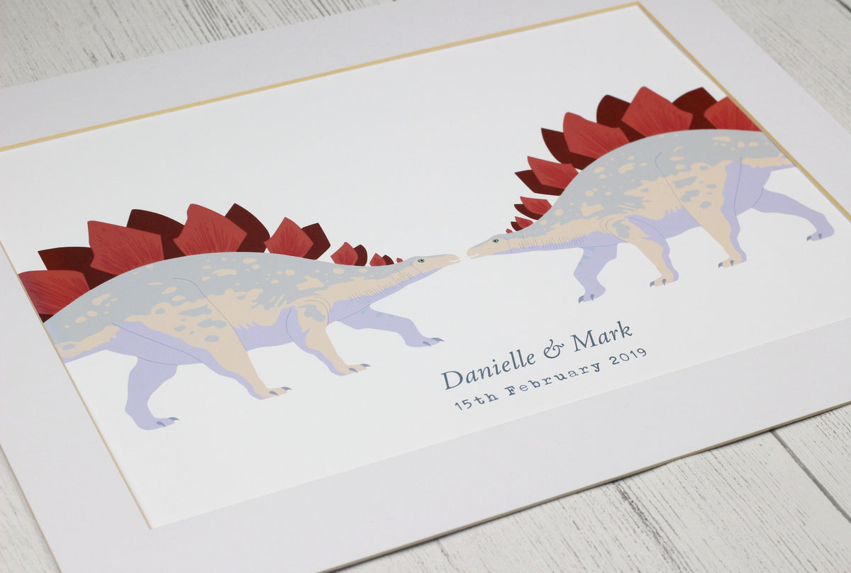 Dinosaur couple personalised print