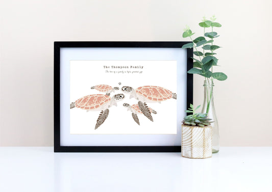 Sea Turtle Family Personalised Print