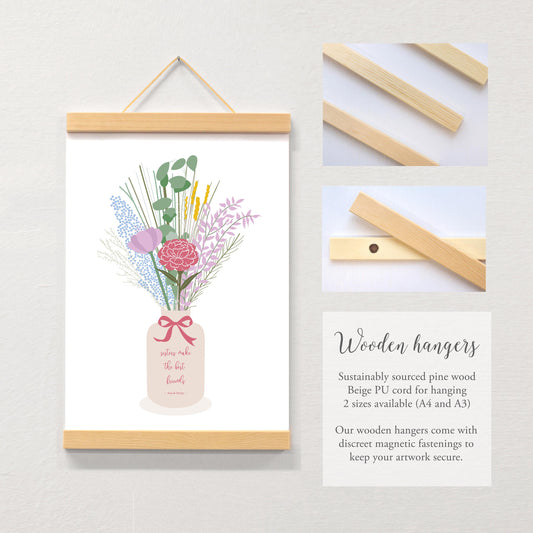 Personalised Sister Flower Print, Custom Names, Keepsake Gift