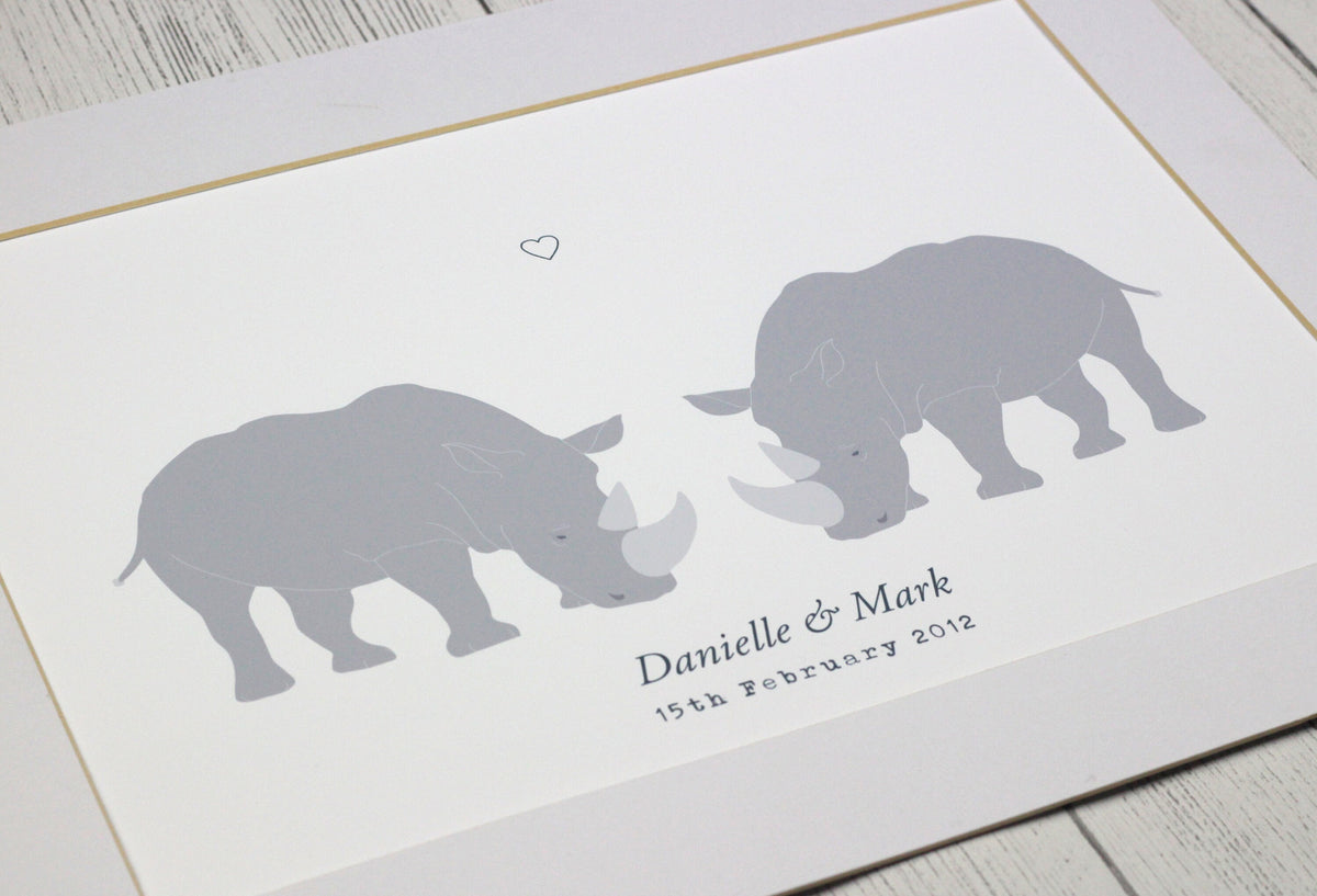 Rhino couple personalised print