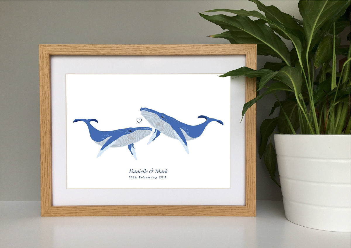 Whale couple personalised print