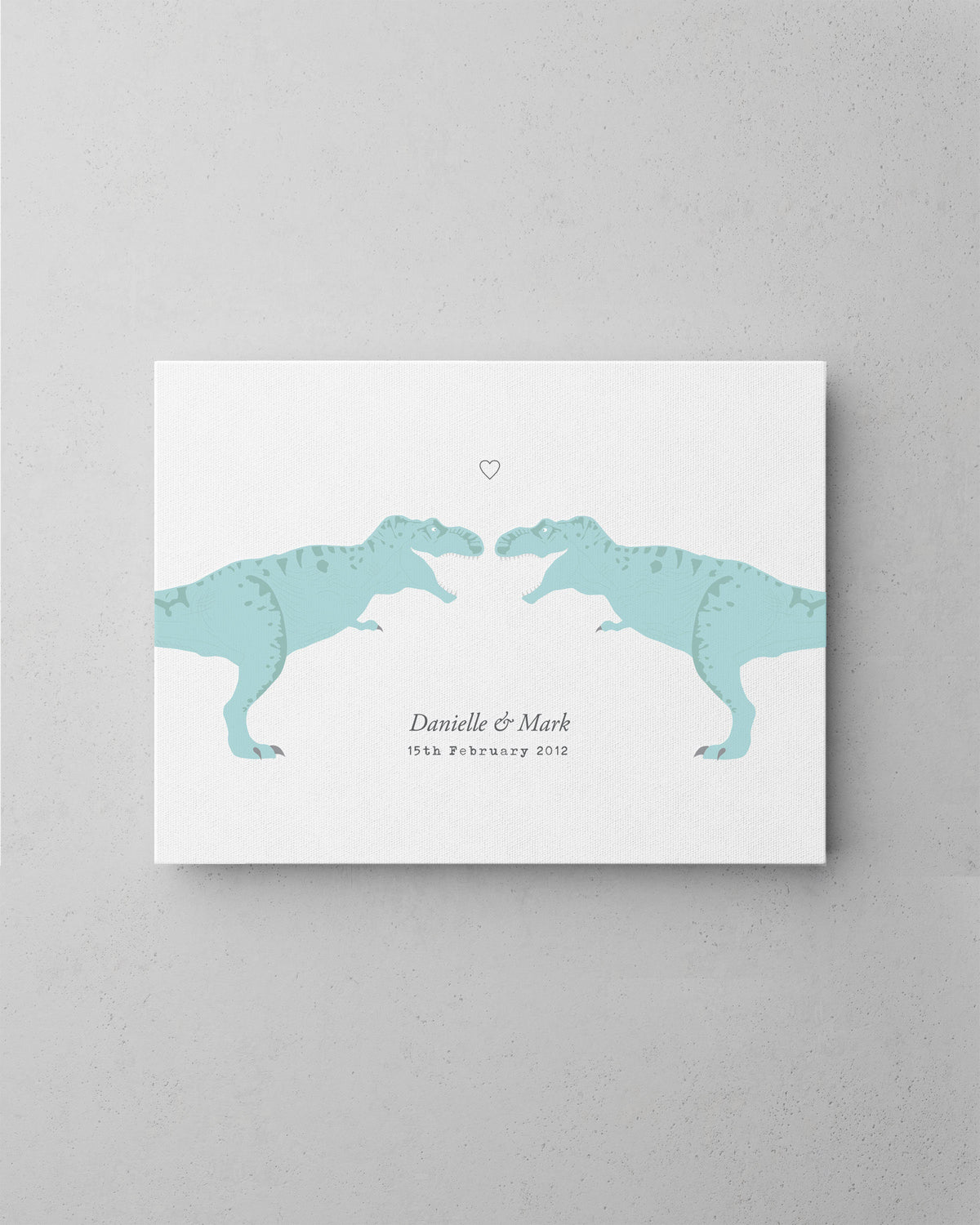 Dinosaur personalised couple canvas print