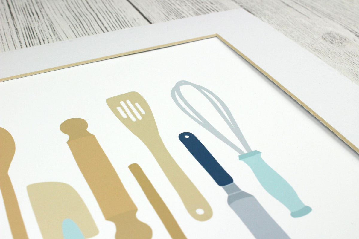 Kitchen wall art print for food lovers and bakers.
