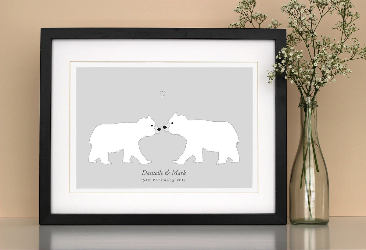Polar bear couple personalised print
