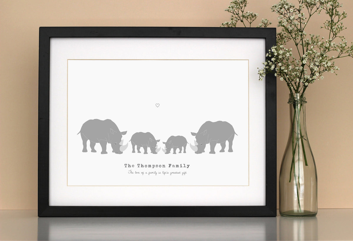 Personalised Family Print Rhino