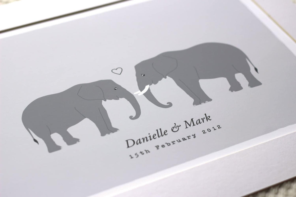 Elephant couple personalised print