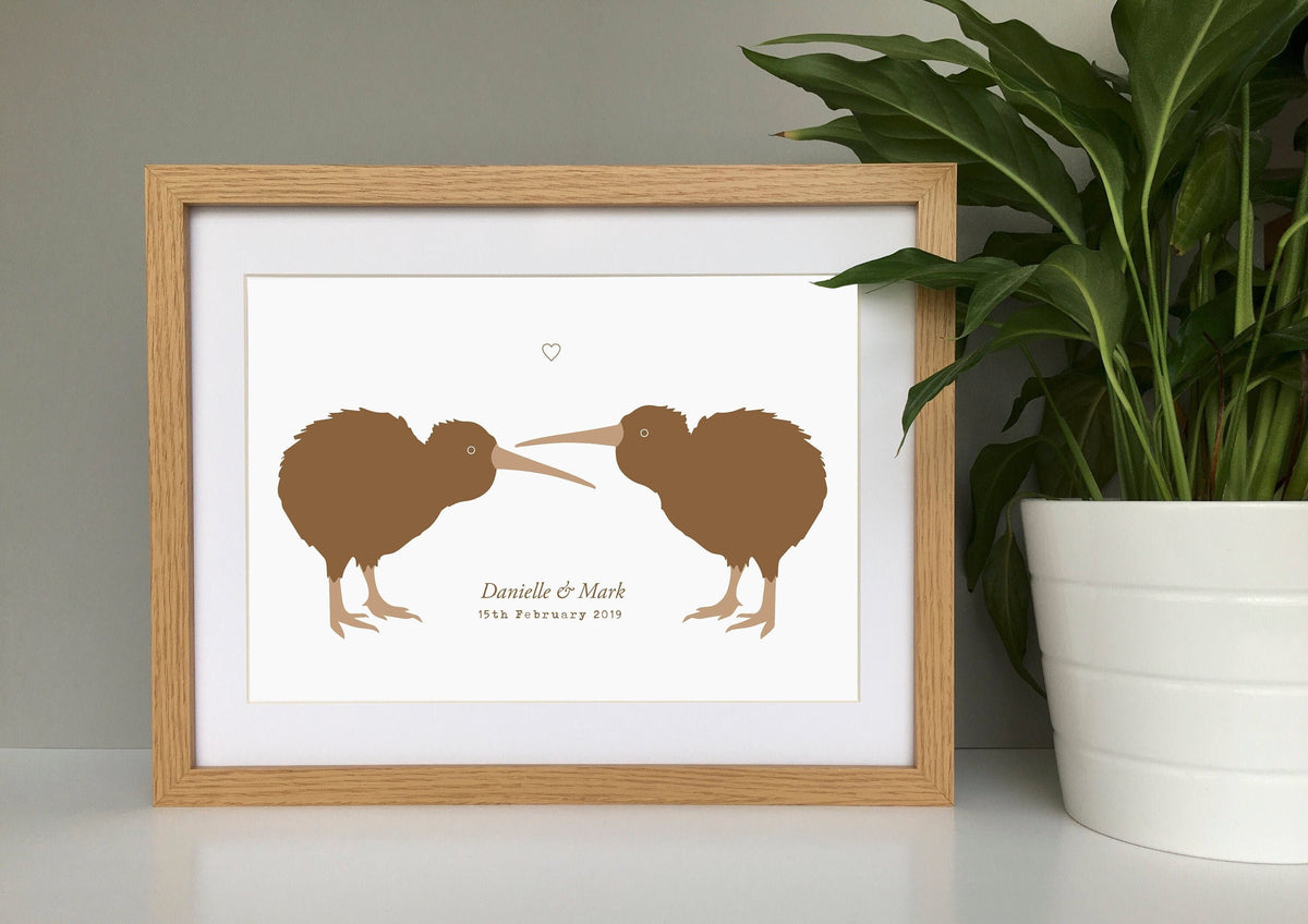 Kiwi bird personalised couple print