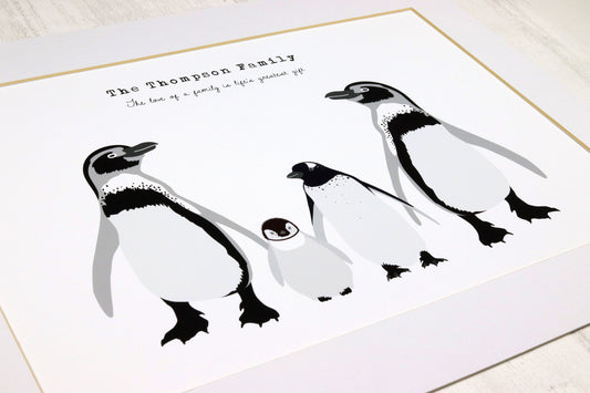 Penguin Family Personalised Print