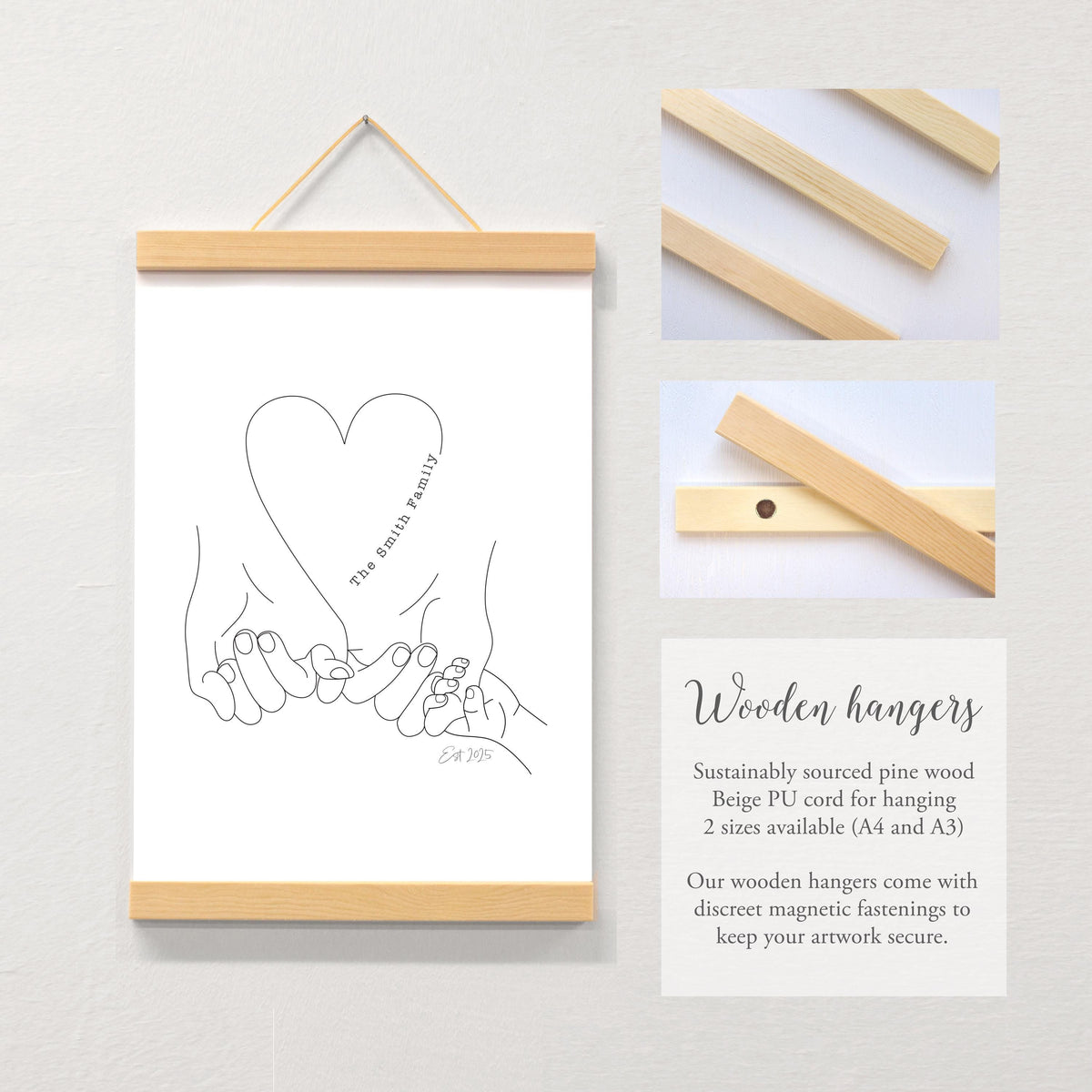 Personalised Family Hands Print, Heartwarming Gift (A4/A3)