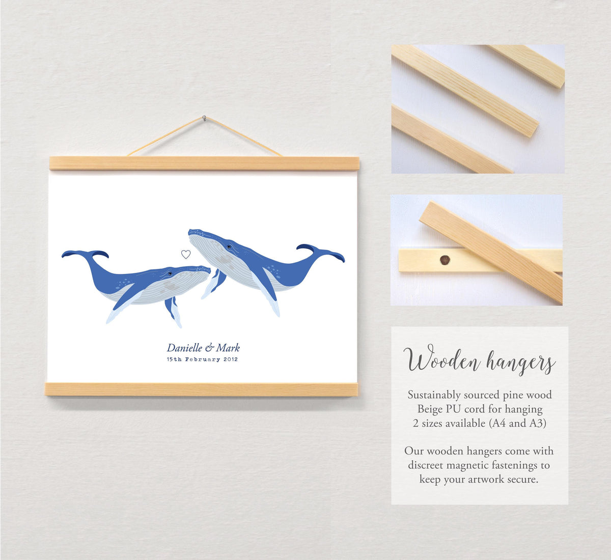 Whale couple personalised print