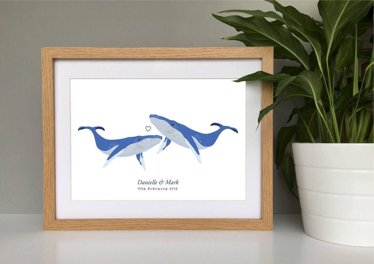 Whale couple personalised print