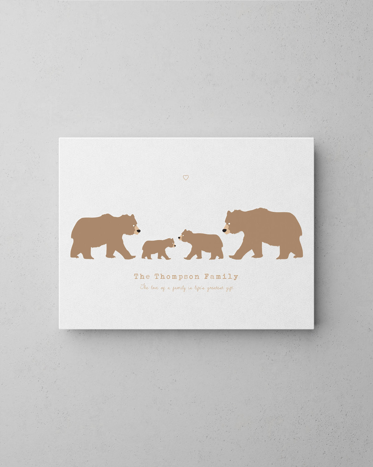 Bear family personalised canvas print