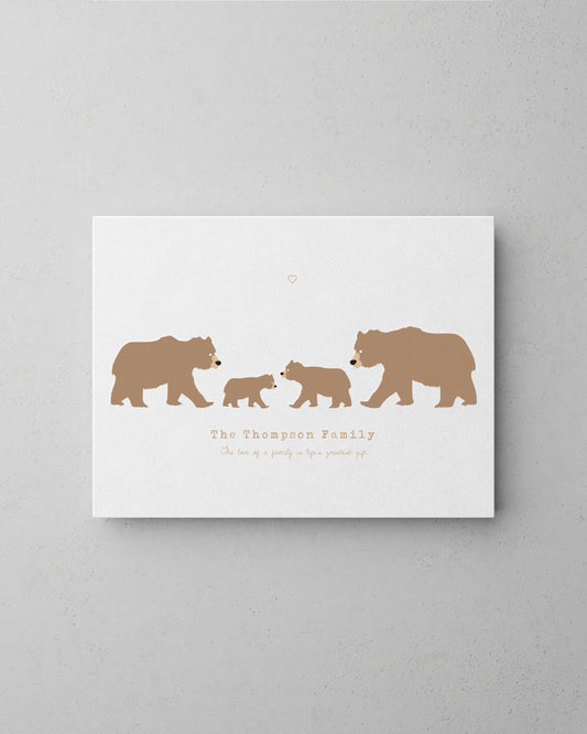 Bear family personalised canvas print