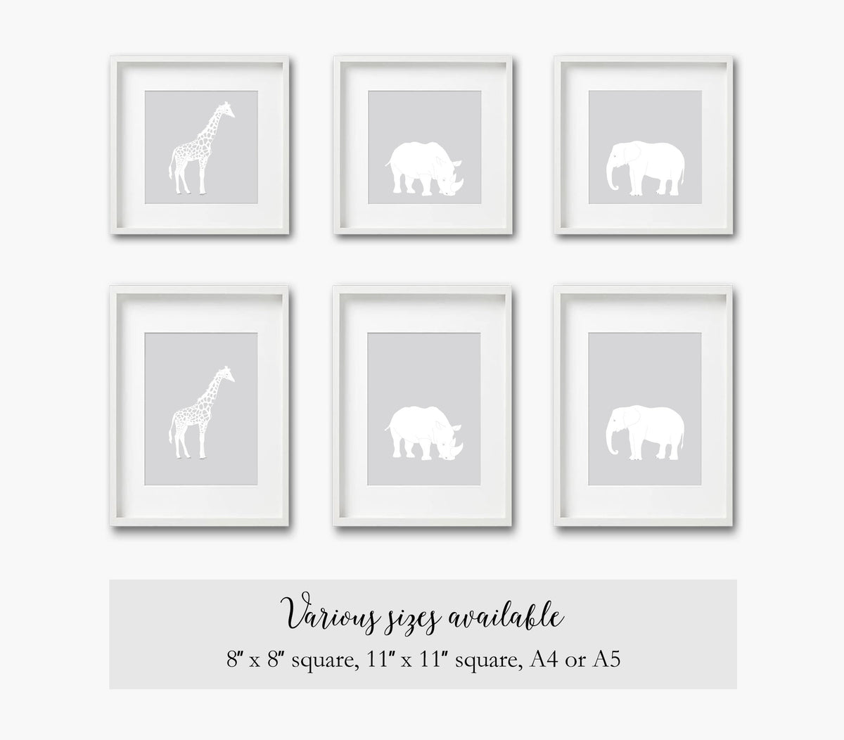 Nursery wall art jungle safari animal prints