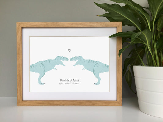 Dinosaur couple personalised print