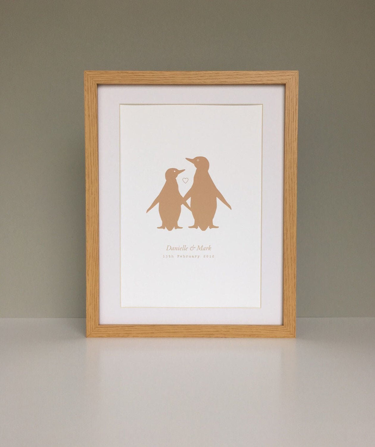 Penguin couple personalised print