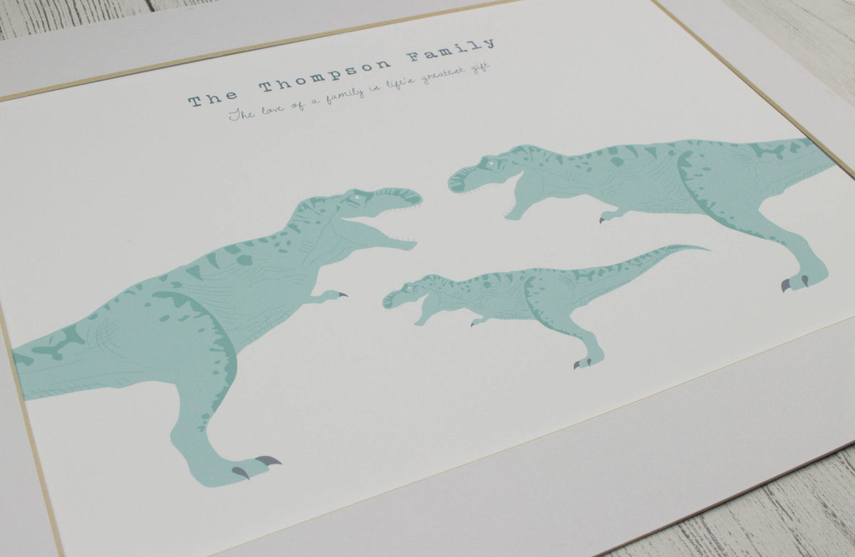 Dinosaur Family Personalised Print