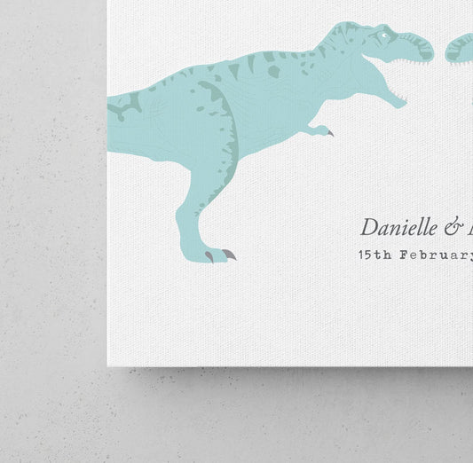Dinosaur personalised couple canvas print