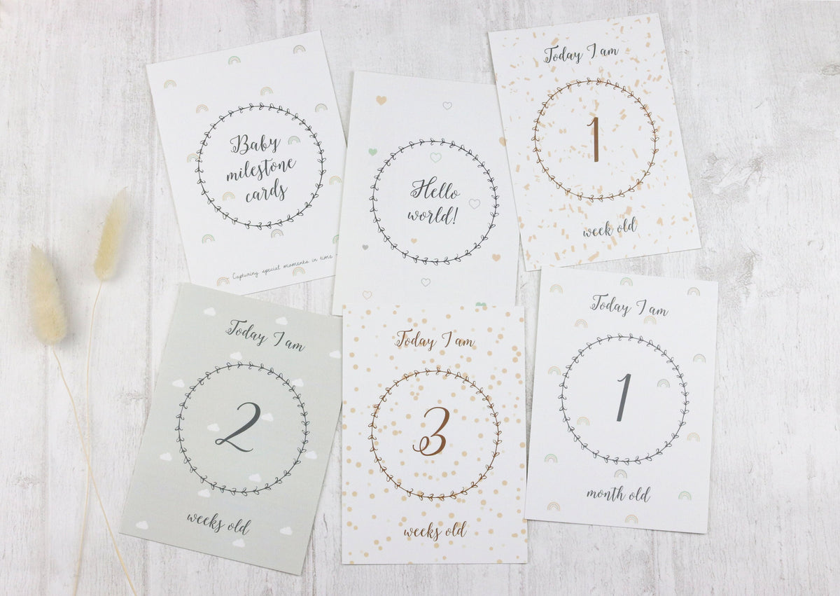 Baby milestone cards neutral colours