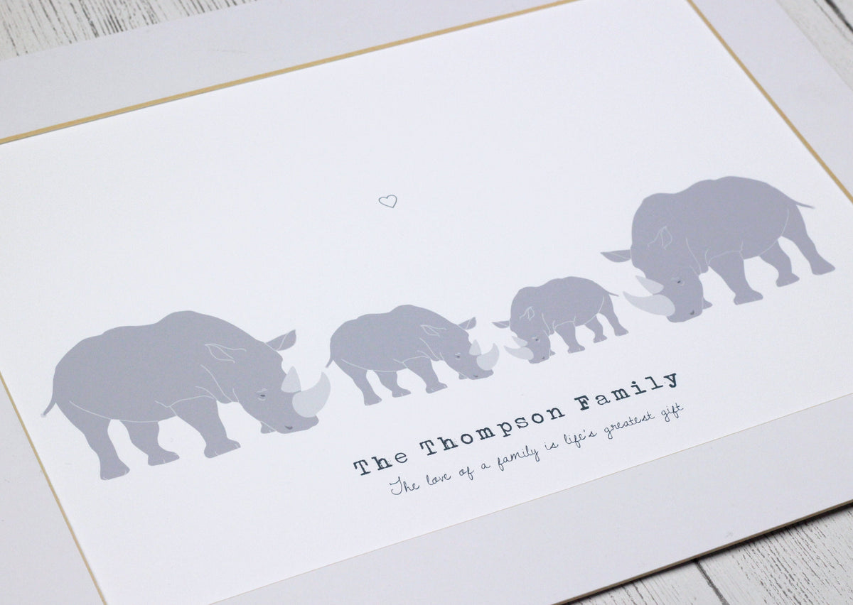 Personalised Family Print Rhino