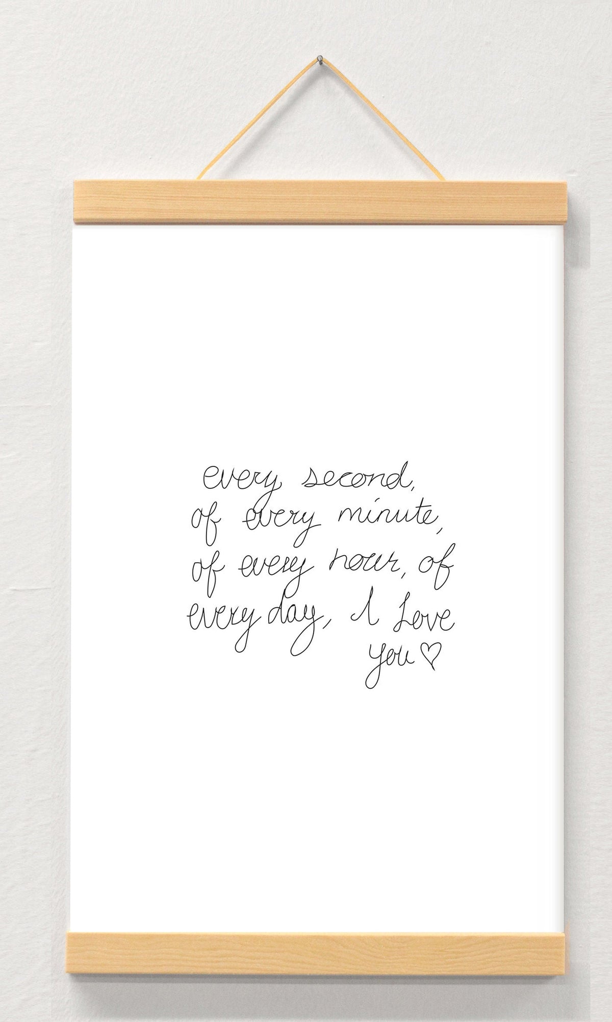 Handwritten Note Keepsake, Handwritten Art Print displayed in a wooden magnetic hanger