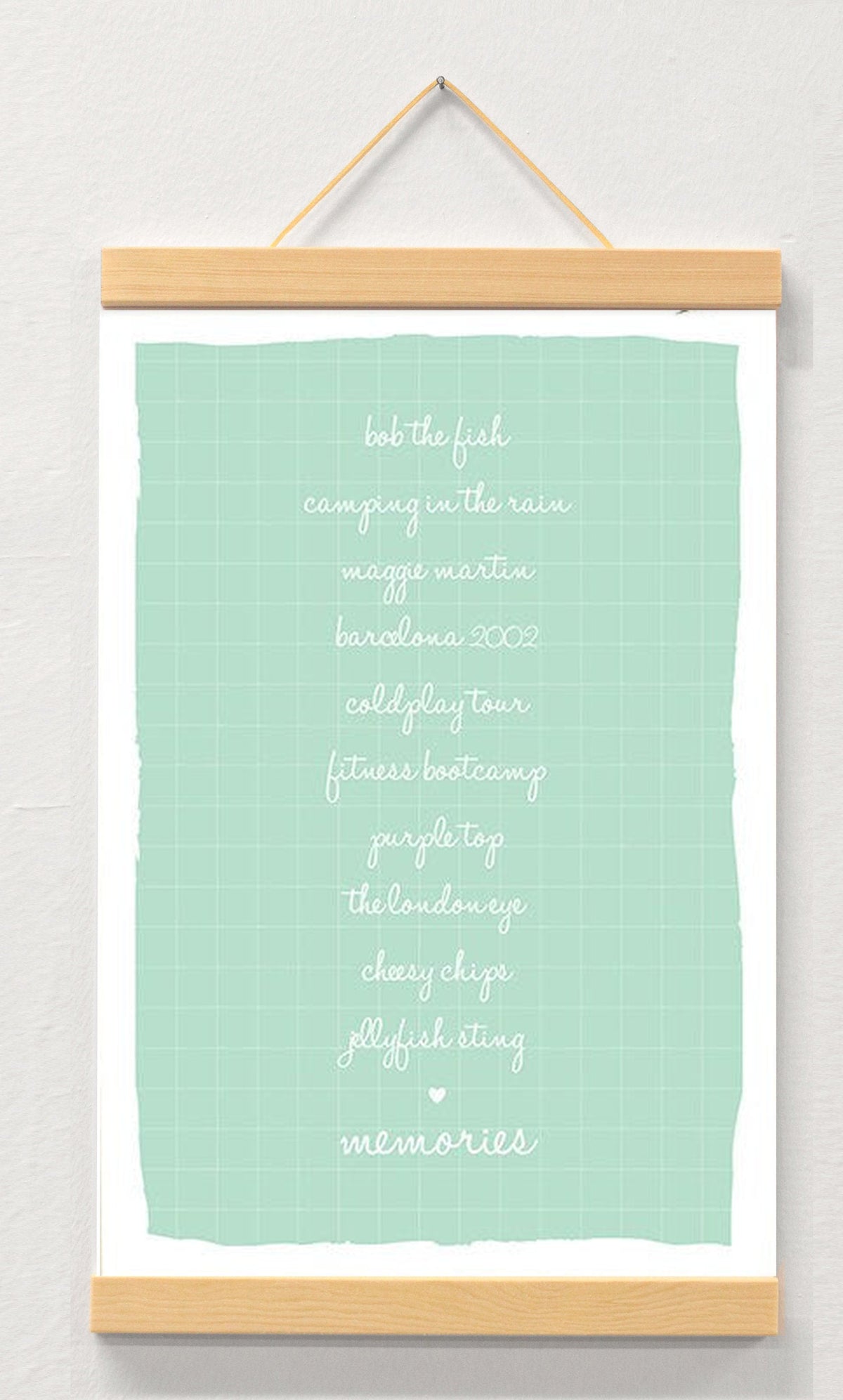 Personalized Best Friend Memories Print, Custom Gift (A4/A3) displayed in a wooden magnetic hanger