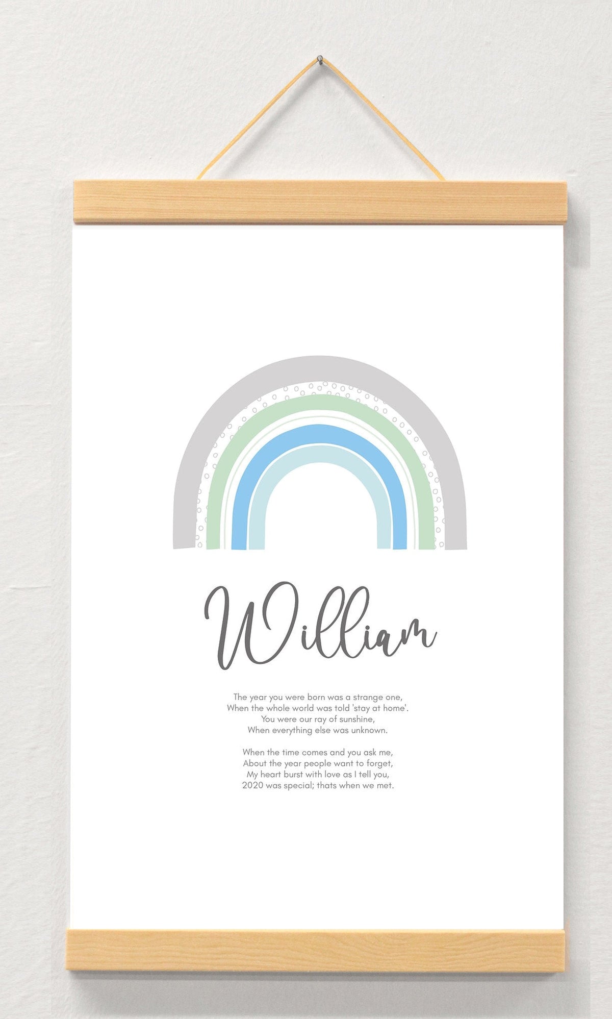 2020 Baby Print displayed in a wooden magnetic hanger