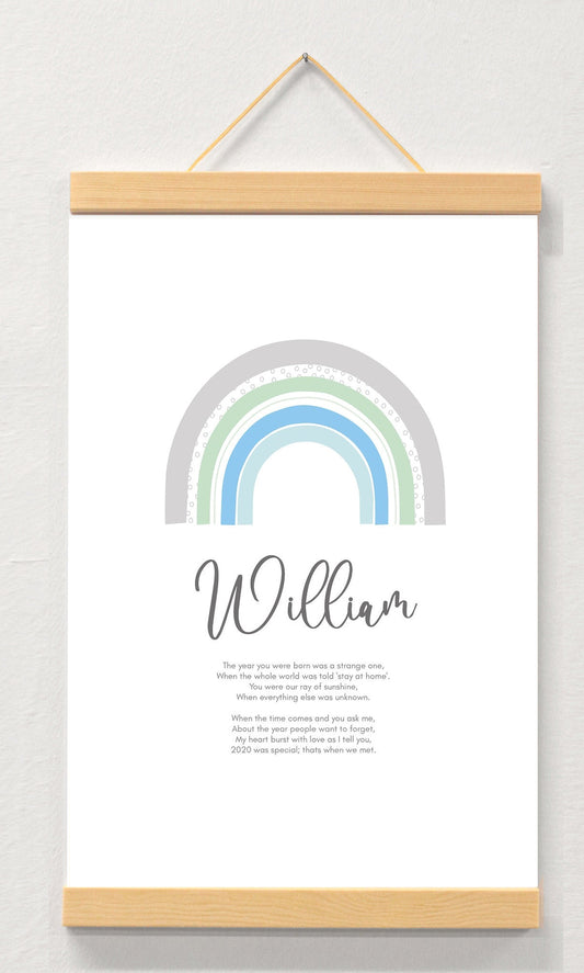 2020 Baby Print displayed in a wooden magnetic hanger